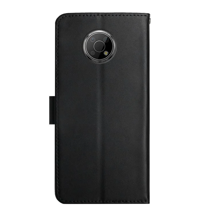 Nappa Texture Folio Phone Case Flip Echtes Leder Abdeckung Stoßfest Magnetische Verschlussständer Brieftasche Abdeckung Für Nokia G300 - Schwarz