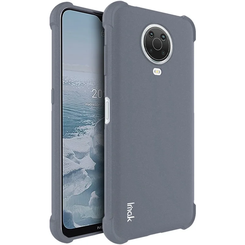 IMAK Matte Soft TPU Four-Corner Airbags Full Body Protective Cover with Screen Protector for Nokia G20 / G10 - Matte Grey