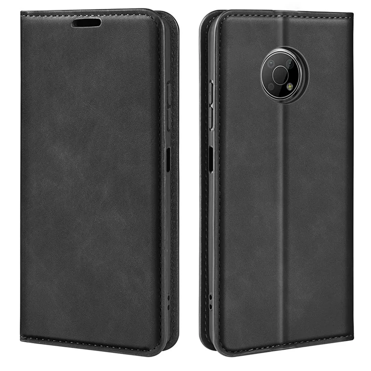 Capa de Carteira de Couro PU Resistente a Poeira com Toque de Pele, Suporte Stand Automático, Fechamento Magnético Capa Protetora de Telefone para Nokia G300 - Preto