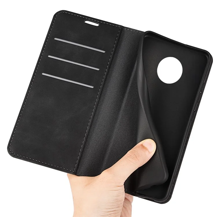Capa de Carteira de Couro PU Resistente a Poeira com Toque de Pele, Suporte Stand Automático, Fechamento Magnético Capa Protetora de Telefone para Nokia G300 - Preto