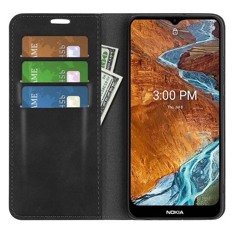 Capa de Carteira de Couro PU Resistente a Poeira com Toque de Pele, Suporte Stand Automático, Fechamento Magnético Capa Protetora de Telefone para Nokia G300 - Preto