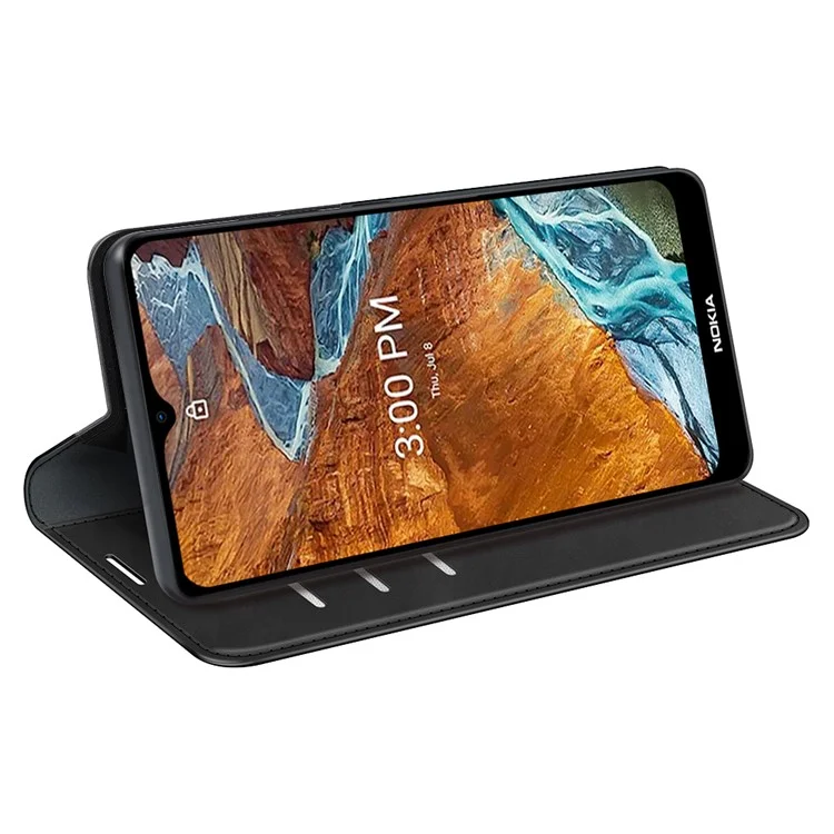 Capa de Carteira de Couro PU Resistente a Poeira com Toque de Pele, Suporte Stand Automático, Fechamento Magnético Capa Protetora de Telefone para Nokia G300 - Preto