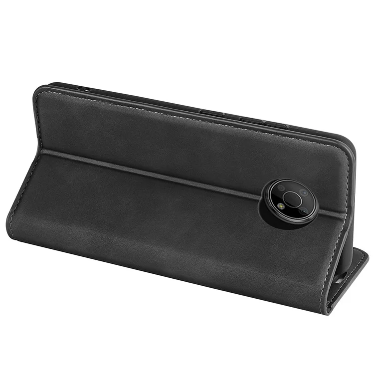 Capa de Carteira de Couro PU Resistente a Poeira com Toque de Pele, Suporte Stand Automático, Fechamento Magnético Capa Protetora de Telefone para Nokia G300 - Preto