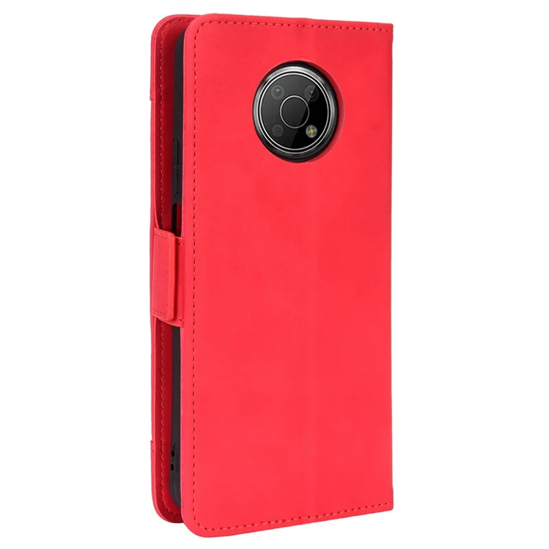 Multiple Card Slot Full Protection Foldable Stand PU Leather Phone Cover Case for Nokia G300 - Red