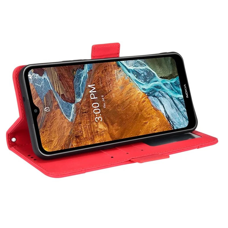 Multiple Card Slot Full Protection Foldable Stand PU Leather Phone Cover Case for Nokia G300 - Red