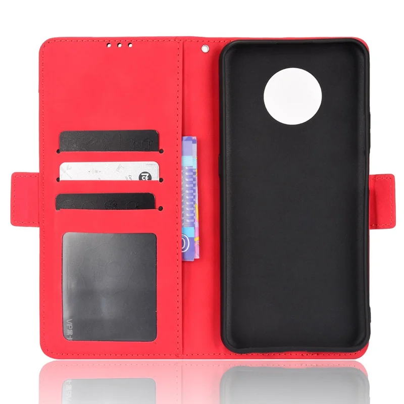 Multiple Card Slot Full Protection Foldable Stand PU Leather Phone Cover Case for Nokia G300 - Red