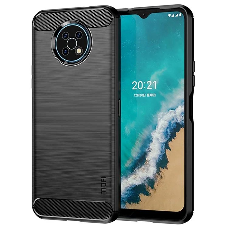 MOFI Carbon Fiber Texture Well-protected Brushed Soft TPU Phone Case Cover for Nokia G50 - Schwarz