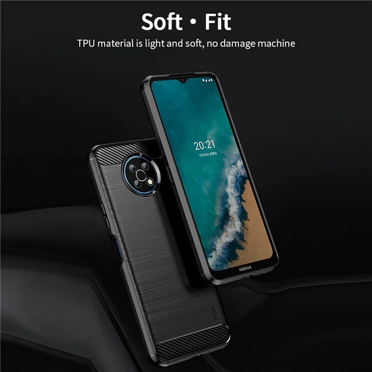 MOFI Carbon Fiber Texture Well-protected Brushed Soft TPU Phone Case Cover for Nokia G50 - Schwarz