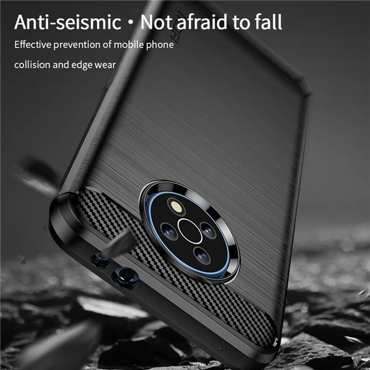 MOFI Carbon Fiber Texture Well-protected Brushed Soft TPU Phone Case Cover for Nokia G50 - Schwarz