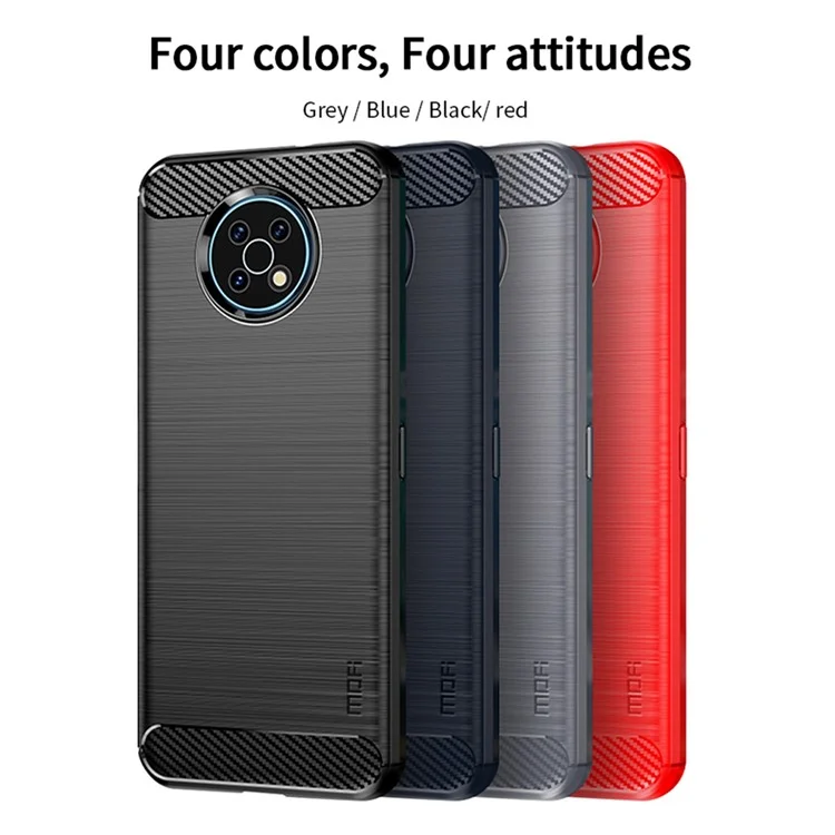 MOFI Carbon Fiber Texture Well-protected Brushed Soft TPU Phone Case Cover for Nokia G50 - Schwarz