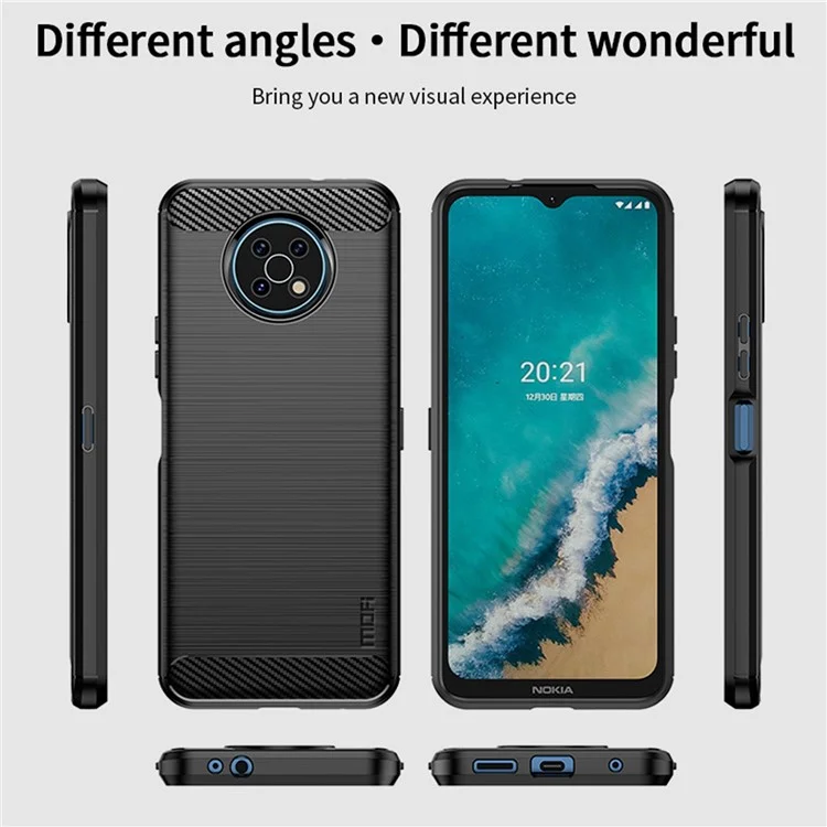 MOFI Carbon Fiber Texture Well-protected Brushed Soft TPU Phone Case Cover for Nokia G50 - Schwarz