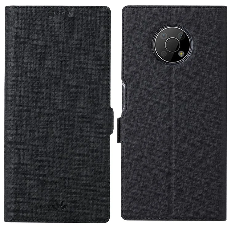 VILI K Series Double Magnetic Clasps Closure Shock Absorbing Stand Wallet Leather Phone Case Shell for Nokia G300 - Black