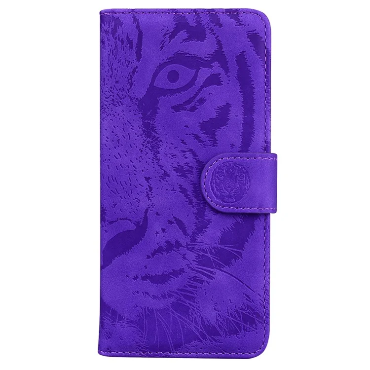 Para Nokia G300 Fecho Magnético Impressão do Padrão de Tigre Capa de Couro Flip Protetora Capa de Telefone Suporte Stand Carteira - Roxo