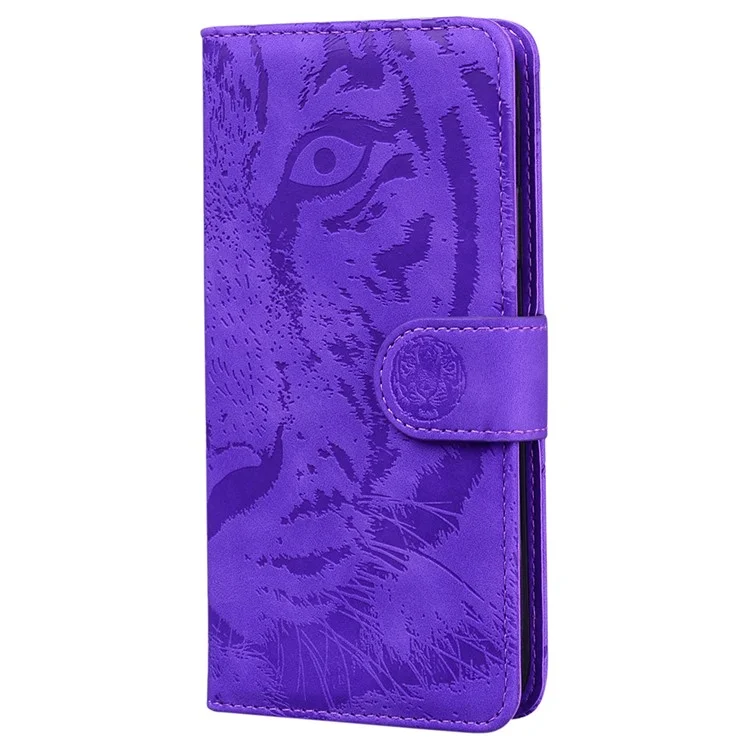Para Nokia G300 Fecho Magnético Impressão do Padrão de Tigre Capa de Couro Flip Protetora Capa de Telefone Suporte Stand Carteira - Roxo