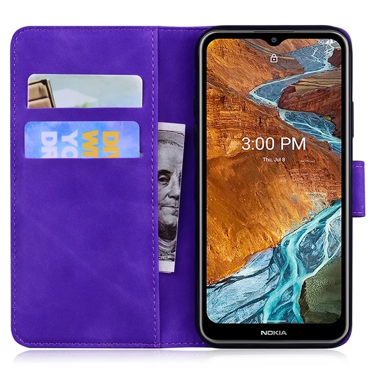 Para Nokia G300 Fecho Magnético Impressão do Padrão de Tigre Capa de Couro Flip Protetora Capa de Telefone Suporte Stand Carteira - Roxo