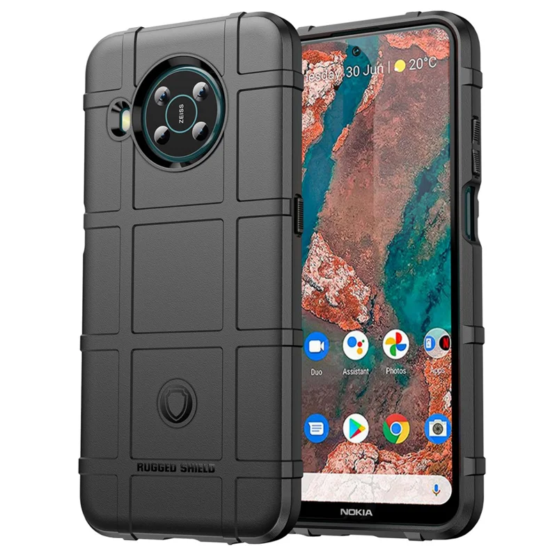 Rugged Square Grid Design Thickened Soft TPU Shockproof Protection Anti-Drop Cover for Nokia X100 - Black