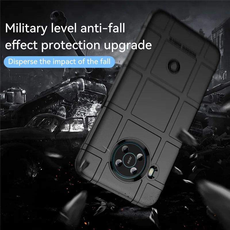 Rugged Square Grid Design Thickened Soft TPU Shockproof Protection Anti-Drop Cover for Nokia X100 - Black