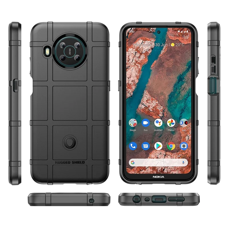 Rugged Square Grid Design Thickened Soft TPU Shockproof Protection Anti-Drop Cover for Nokia X100 - Black