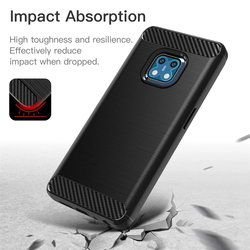 1.8mm Carbon Fiber Texture Brushed Surface TPU Case Freely Twisted Super Thin Phone Cover for Nokia XR20 - Black