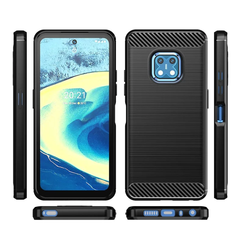 1.8mm Carbon Fiber Texture Brushed Surface TPU Case Freely Twisted Super Thin Phone Cover for Nokia XR20 - Black