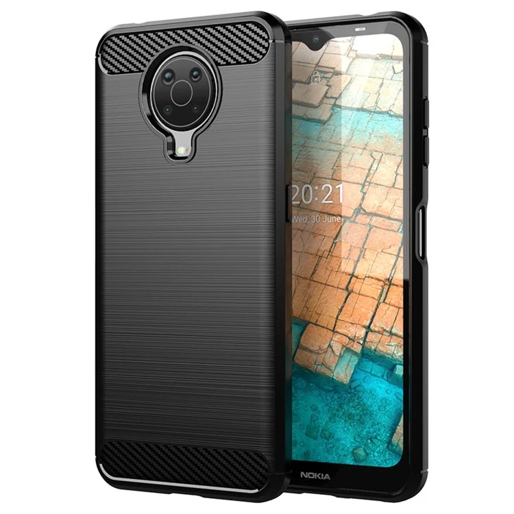 1.8 mm Ligera de Superficie Cepillada TPU Back Case de Fibra de Carbono Cubierta Protectora de Teléfono Para Nokia G10/G20 - Negro