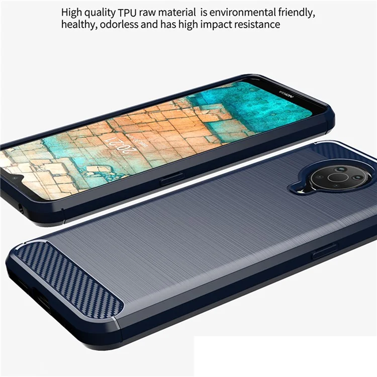 1.8 mm Ligera de Superficie Cepillada TPU Back Case de Fibra de Carbono Cubierta Protectora de Teléfono Para Nokia G10/G20 - Negro
