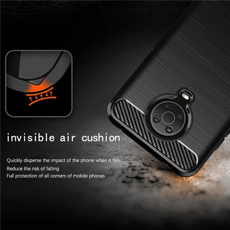 1.8 mm Ligera de Superficie Cepillada TPU Back Case de Fibra de Carbono Cubierta Protectora de Teléfono Para Nokia G10/G20 - Negro