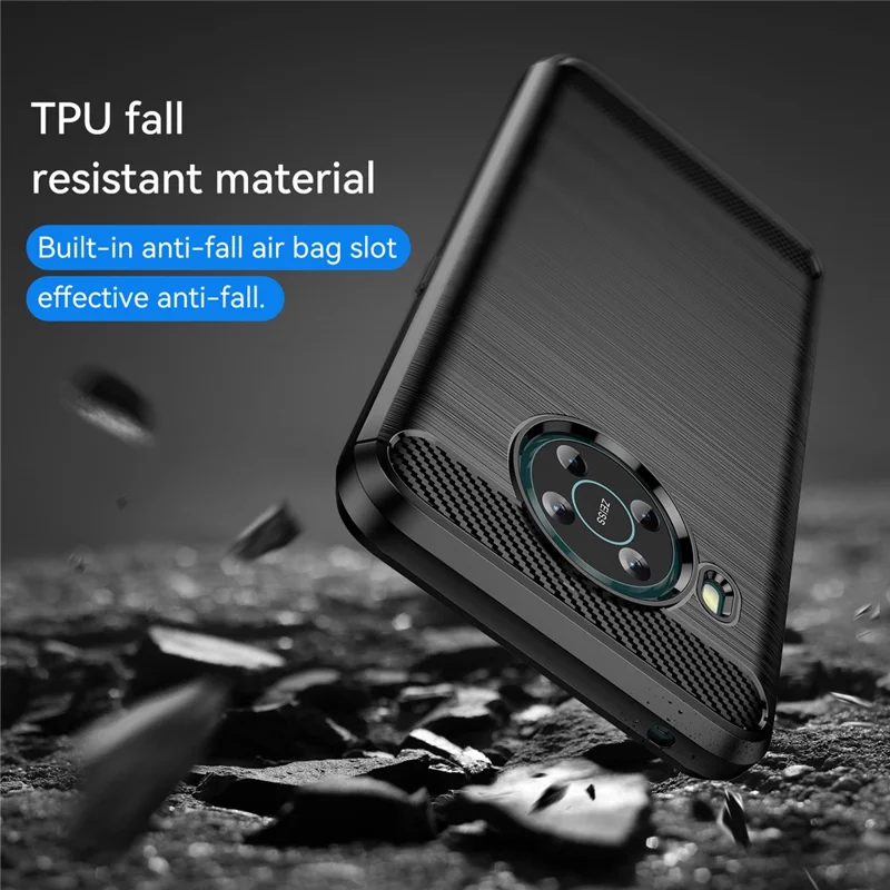 1.8mm Shockproof Protection Brushed Surface TPU Case Carbon Fiber Texture Phone Back Protector Cover for Nokia X100 - Black