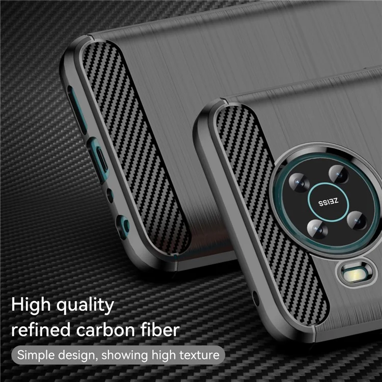 1.8mm Air Cushion Design TPU Case Scratch-Resistant Phone Cover with Carbon Fiber Texture Brushed Surface for Nokia X10/X20 - Negro