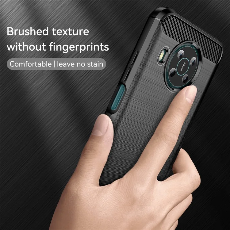 1.8mm Air Cushion Design TPU Case Scratch-Resistant Phone Cover with Carbon Fiber Texture Brushed Surface for Nokia X10/X20 - Negro