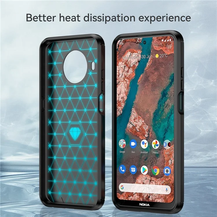 1.8mm Air Cushion Design TPU Case Scratch-Resistant Phone Cover with Carbon Fiber Texture Brushed Surface for Nokia X10/X20 - Negro