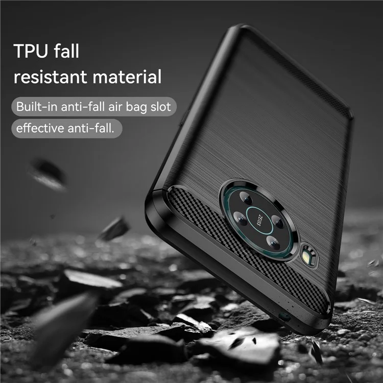 1.8mm Air Cushion Design TPU Case Scratch-Resistant Phone Cover with Carbon Fiber Texture Brushed Surface for Nokia X10/X20 - Negro