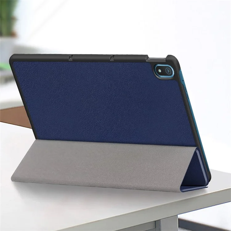 Jiuyu pu Leather + pc Tri-fold Stand Protective Tablet Cover Cover Pour Nokia T20 - Bleu