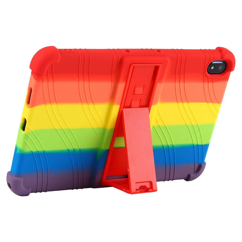 Flexible Silicone Tablet Shell for Nokia T20 Cover with Foldable Supporting Kickstand - Black