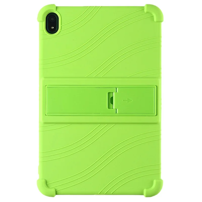 Flexible Silicone Tablet Shell for Nokia T20 Cover with Foldable Supporting Kickstand - Green