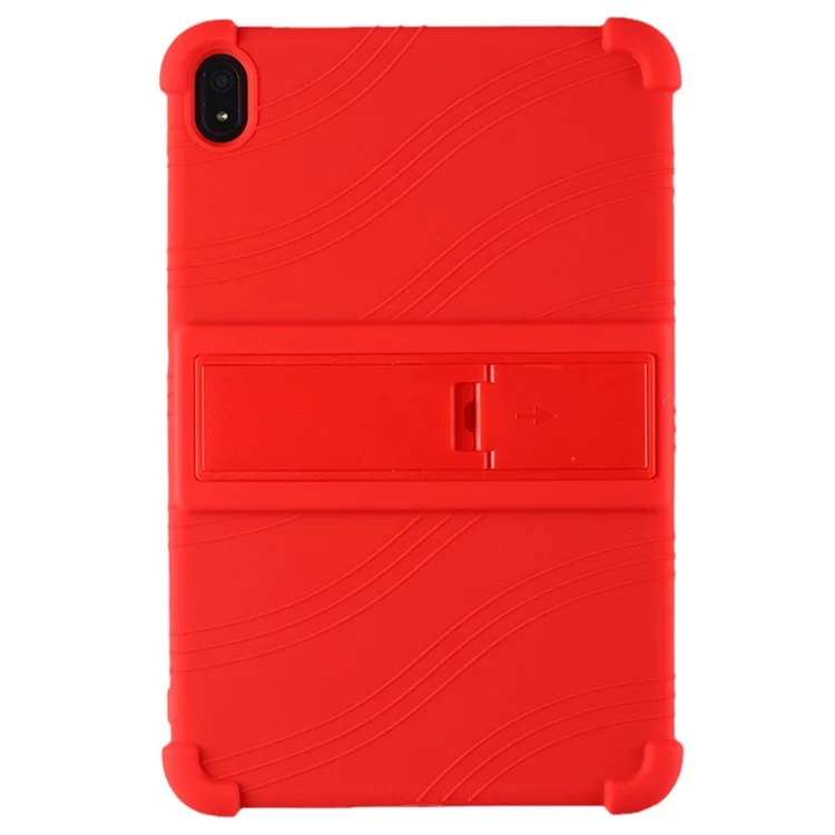 Flexible Silicone Tablet Shell for Nokia T20 Cover with Foldable Supporting Kickstand - Red