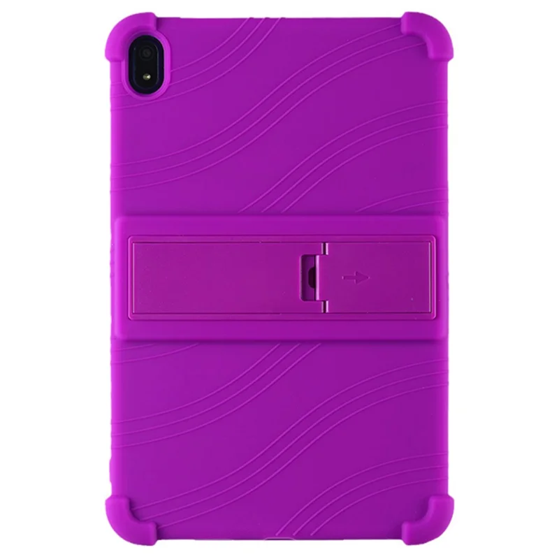 Guscio Flessibile in Silicone per Nokia T20 Cover con Supporto Pieghevole - Viola