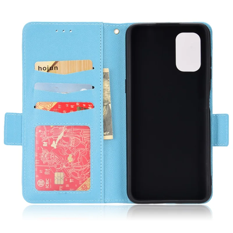 For Nokia G11/G21 Litchi Texture PU Leather All-round Shockproof Smartphone Case Shell Anti-drop Stand Wallet Cover - Baby Blue