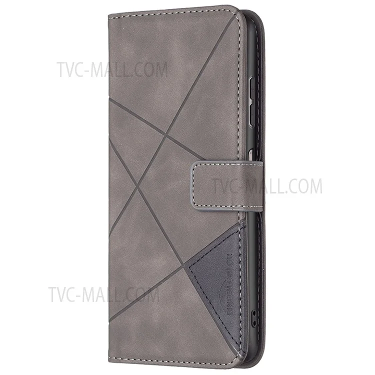 BINFEN COLOR BF05 para Nokia G21/G11 Capa de Couro PU com Impressão Geométrica + Caso TPU com Função de Carteira - Cinza