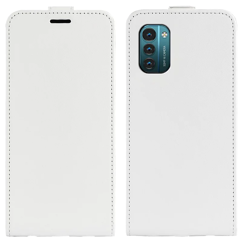 For Nokia G11 / G21 Crazy Horse Texture PU Leather Vertical Flip Case Magnetic Clasp Protective Cover with Card Holder - White