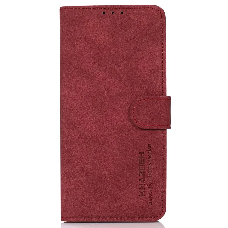 KHAZNEH For Nokia G11/G21 Textured PU Leather Phone Stand Case Magnetic Clasp Wallet Protective Cover - Red