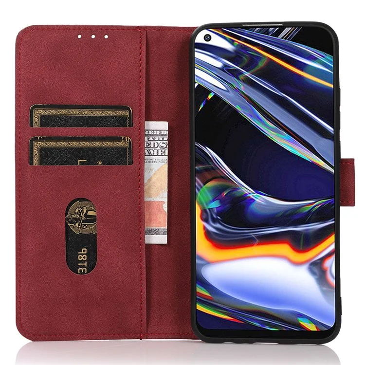 KHAZNEH For Nokia G11/G21 Textured PU Leather Phone Stand Case Magnetic Clasp Wallet Protective Cover - Red