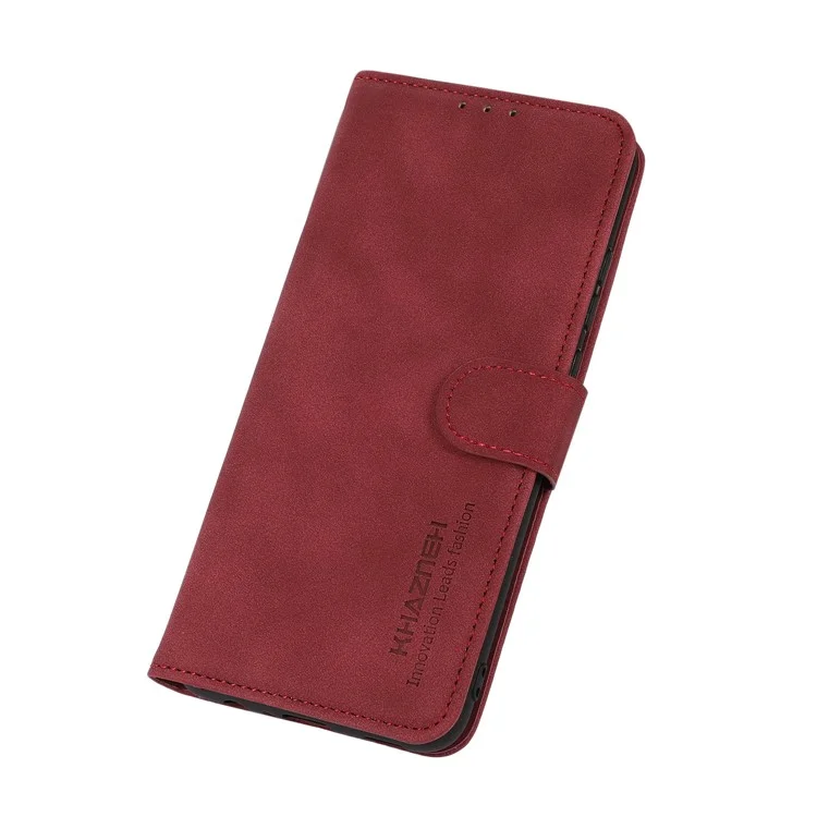 KHAZNEH For Nokia G11/G21 Textured PU Leather Phone Stand Case Magnetic Clasp Wallet Protective Cover - Red