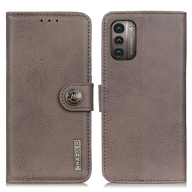KHAZNEH Per Nokia G11/G21 4G Stand Wallet Case Textured PU Pelle Fibbia Magnetica Custodia per Telefono - Kaki