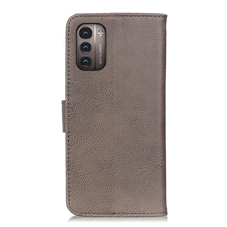 KHAZNEH Per Nokia G11/G21 4G Stand Wallet Case Textured PU Pelle Fibbia Magnetica Custodia per Telefono - Kaki