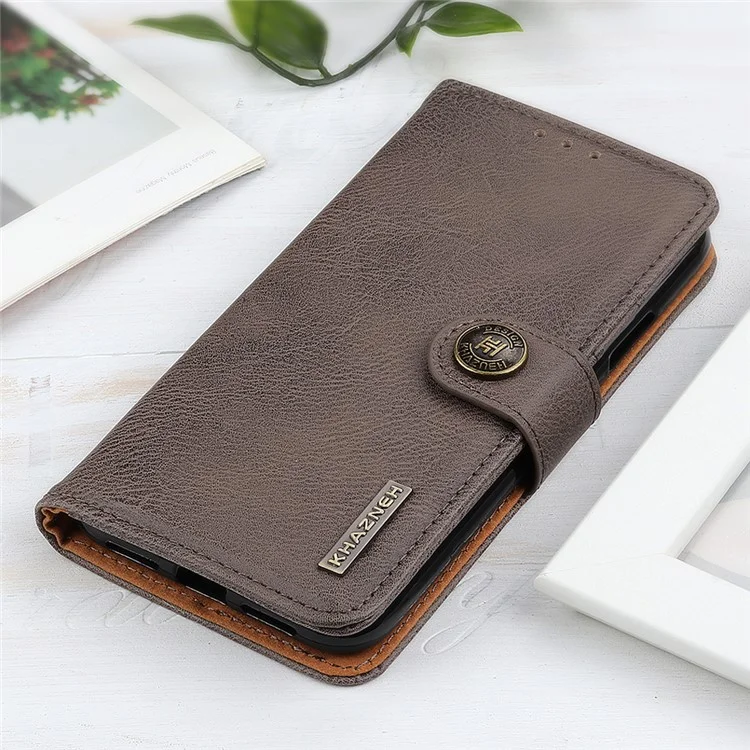 KHAZNEH Per Nokia G11/G21 4G Stand Wallet Case Textured PU Pelle Fibbia Magnetica Custodia per Telefono - Kaki