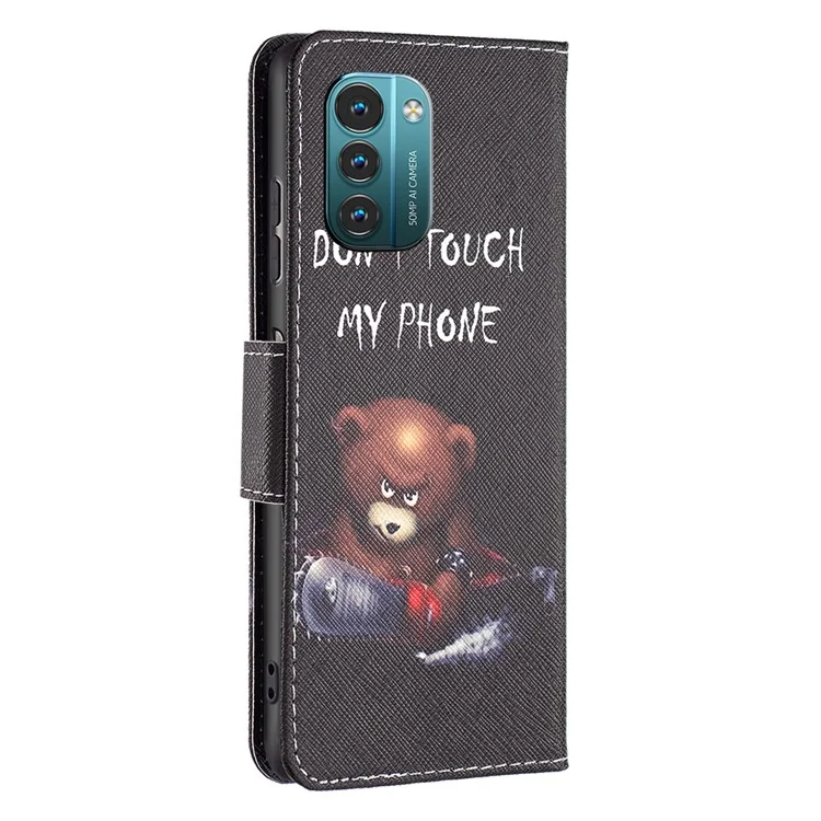 For Nokia G21 / G11 Phone Case Pattern Printing PU Leather Wallet Stand Cover - Bear