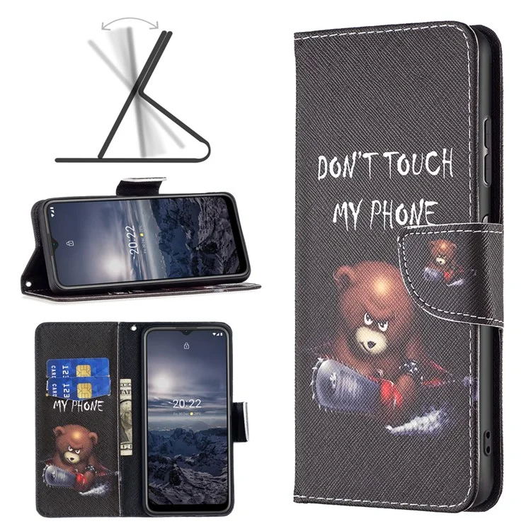 For Nokia G21 / G11 Phone Case Pattern Printing PU Leather Wallet Stand Cover - Bear