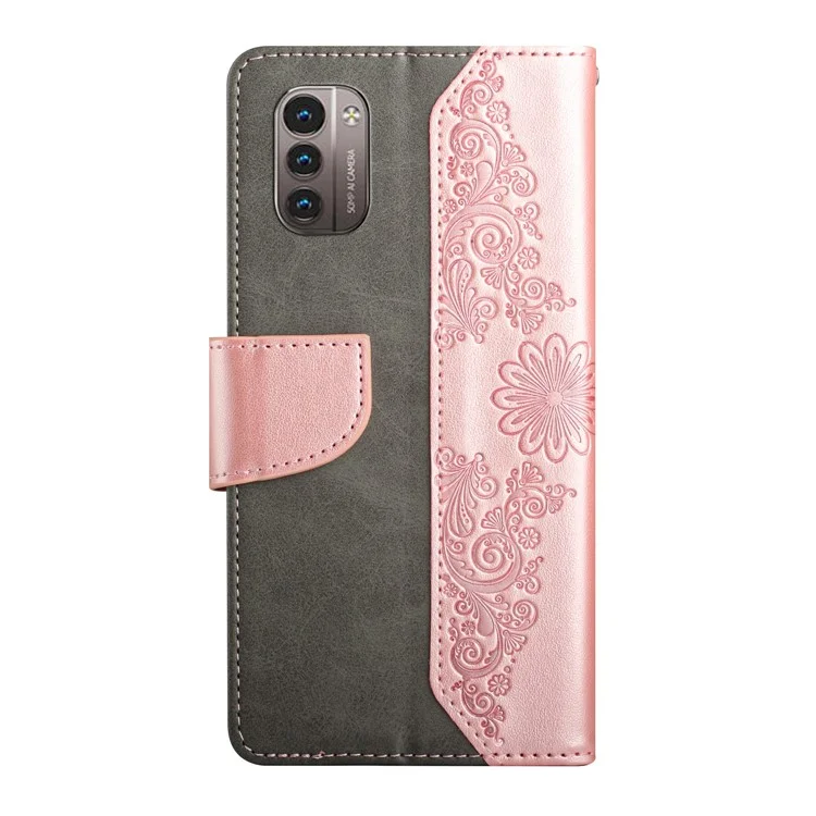 Для Nokia G11/G21 Magnetic Chroale Cash Case pu Кожаная Бабочка с Цветочной Крышкой на Крышку Кошелька на Фолио. - Розовый