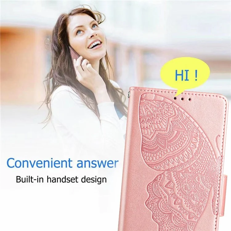 Для Nokia G11/G21 Magnetic Chroale Cash Case pu Кожаная Бабочка с Цветочной Крышкой на Крышку Кошелька на Фолио. - Розовый